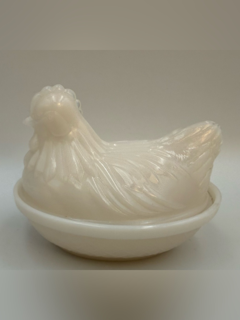Vintage Hazel Atlas White Milk Glass Chicken Hen On Nest Small Candy Dish